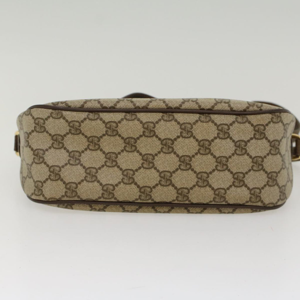 GUCCI GG Canvas Web Sherry Line Shoulder Bag PVC Leather Beige Green  47988
