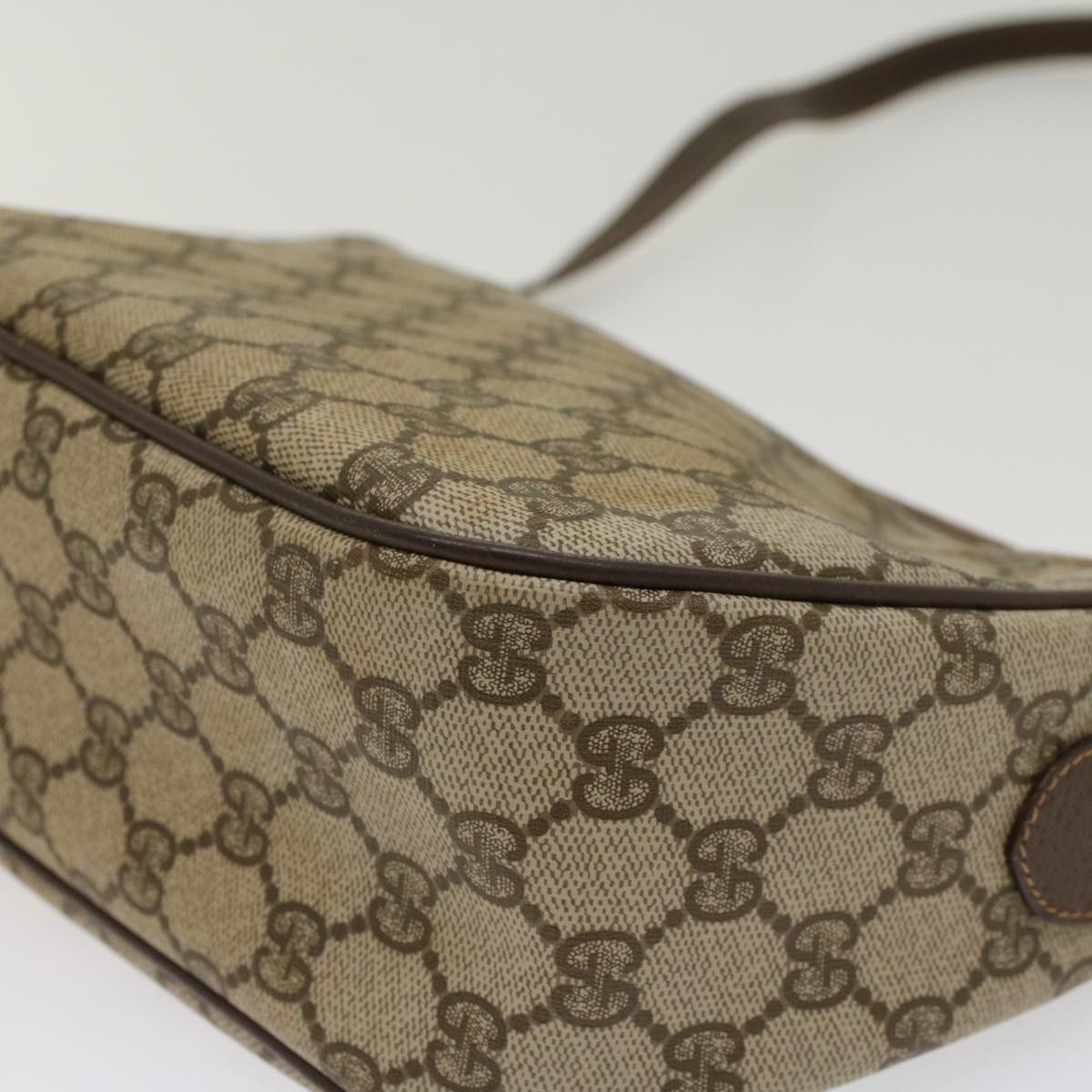 GUCCI GG Canvas Web Sherry Line Shoulder Bag PVC Leather Beige Green  47988
