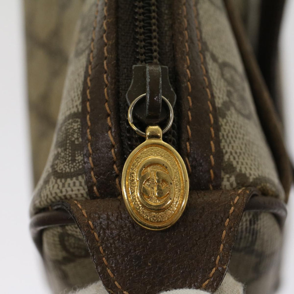 GUCCI GG Canvas Web Sherry Line Shoulder Bag PVC Leather Beige Green  47988