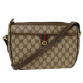 GUCCI GG Canvas Web Sherry Line Shoulder Bag PVC Leather Beige Green  47988