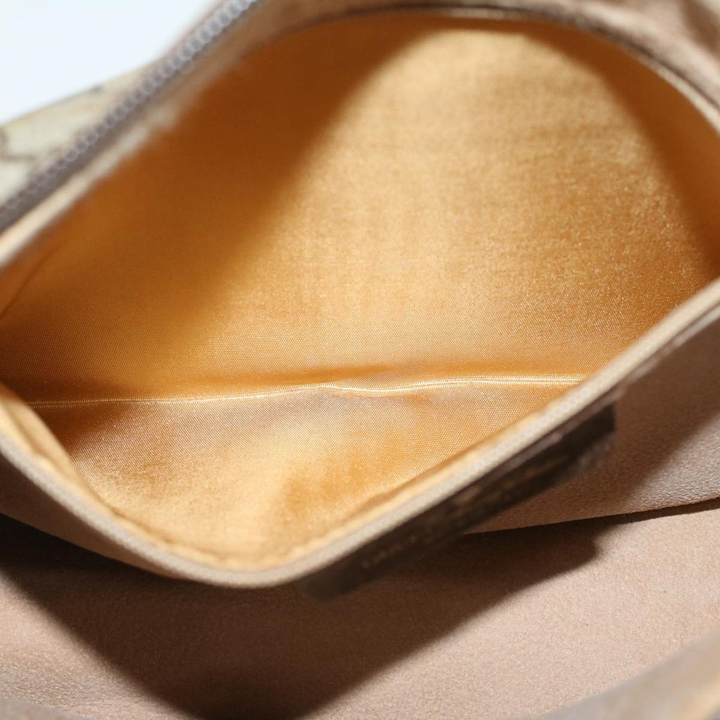 GUCCI GG Canvas Web Sherry Line Shoulder Bag PVC Leather Beige Green  47988