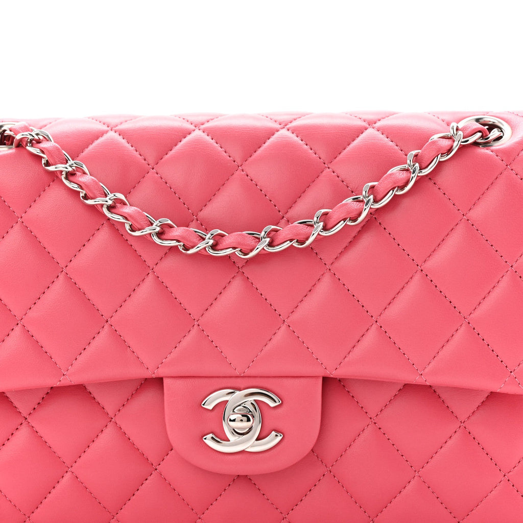 Chanel Lambskin Quilted Medium Double Flap Pink