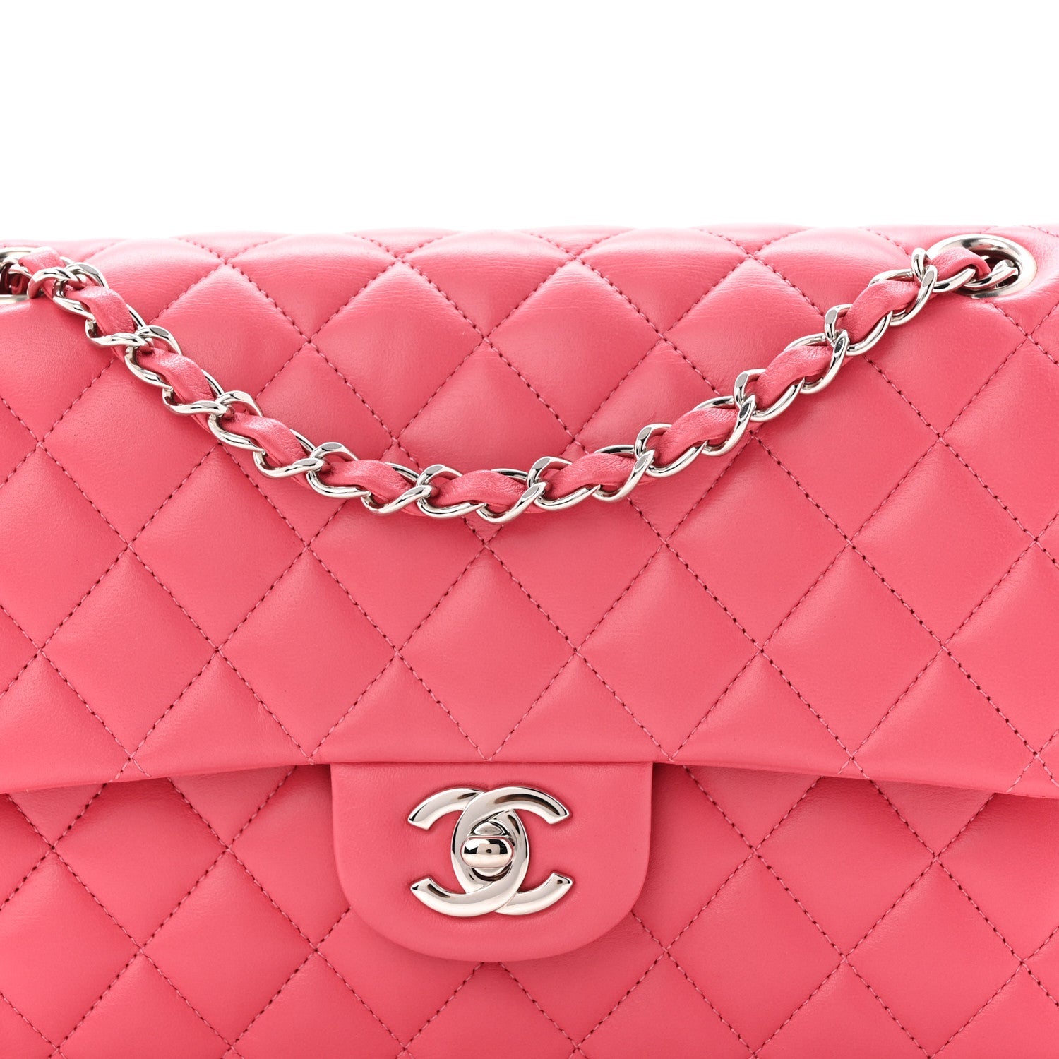 Chanel Lambskin Quilted Medium Double Flap Pink