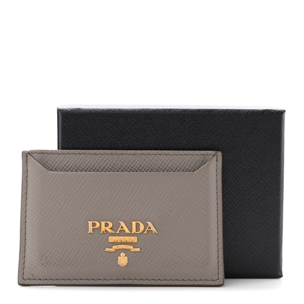 Prada Saffiano Metal Card Case Argilla