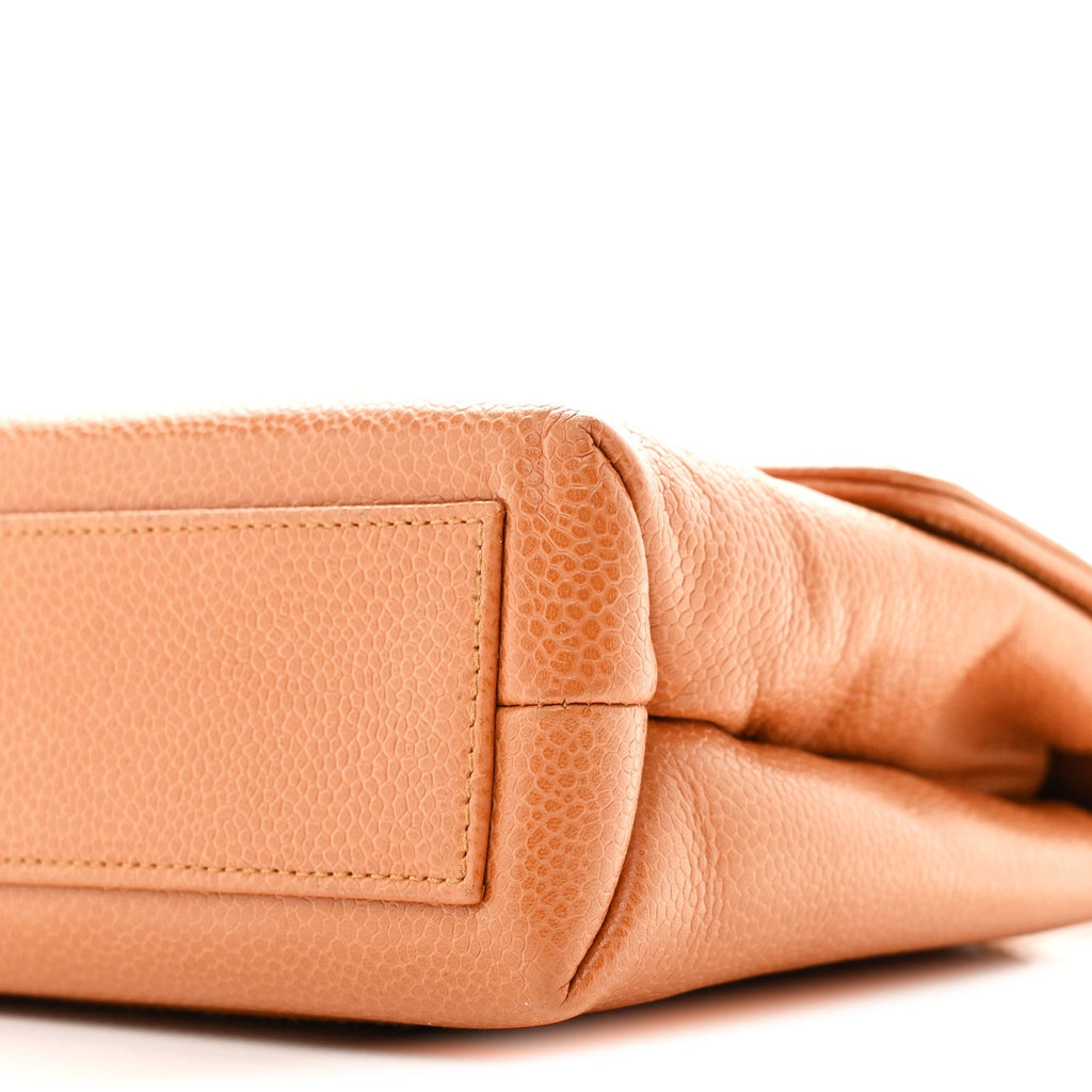 Chanel Caviar Top Handle Kelly Flap Brown