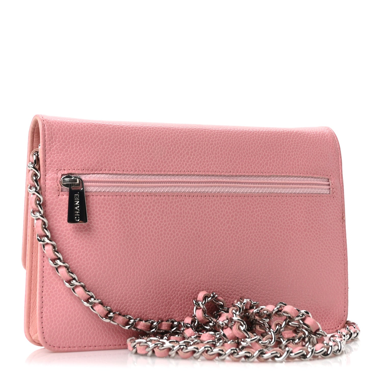 Chanel Caviar Timeless CC Wallet on Chain WOC Pink