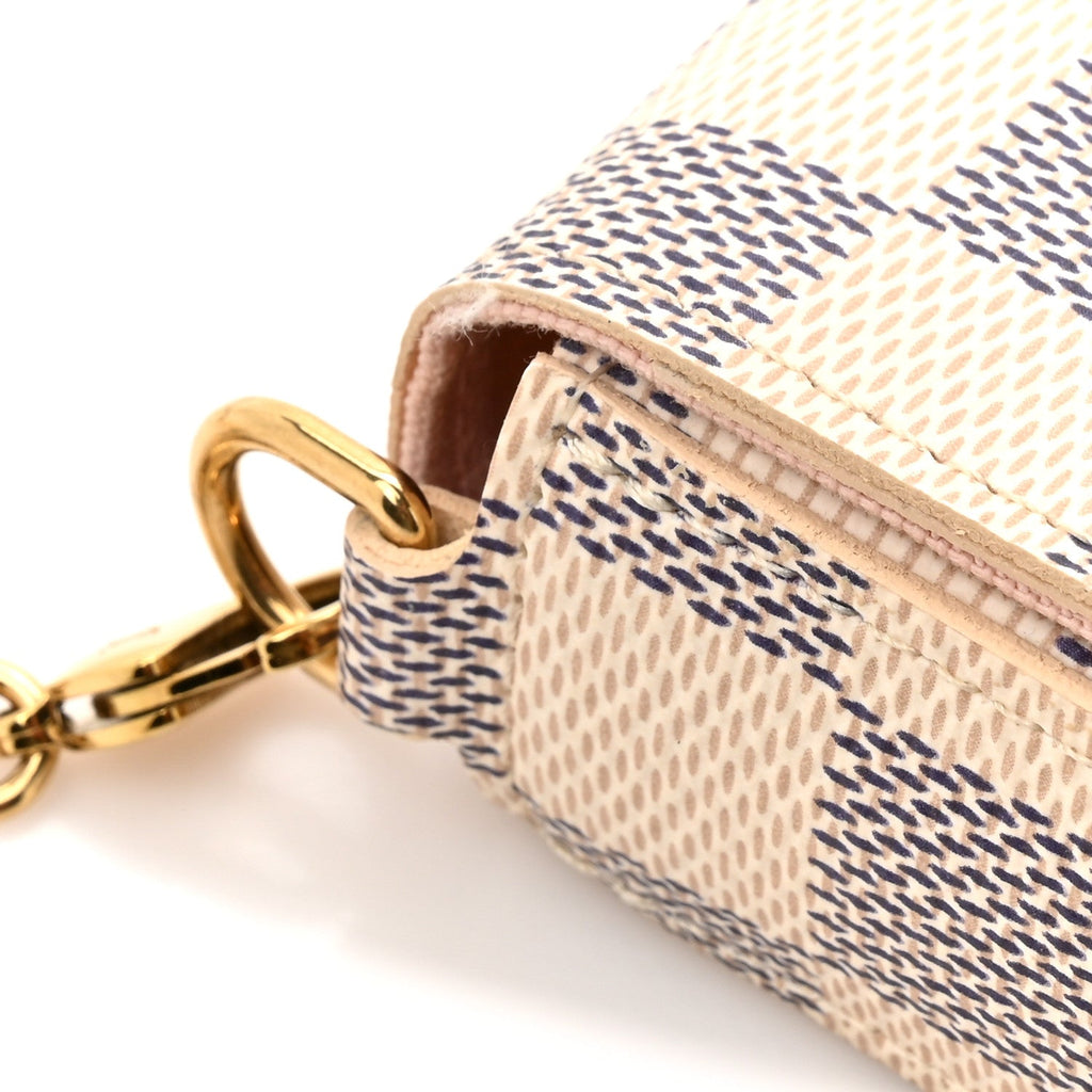 Louis Vuitton Damier Azur Pochette Felicie Chain Wallet Rose Ballerine