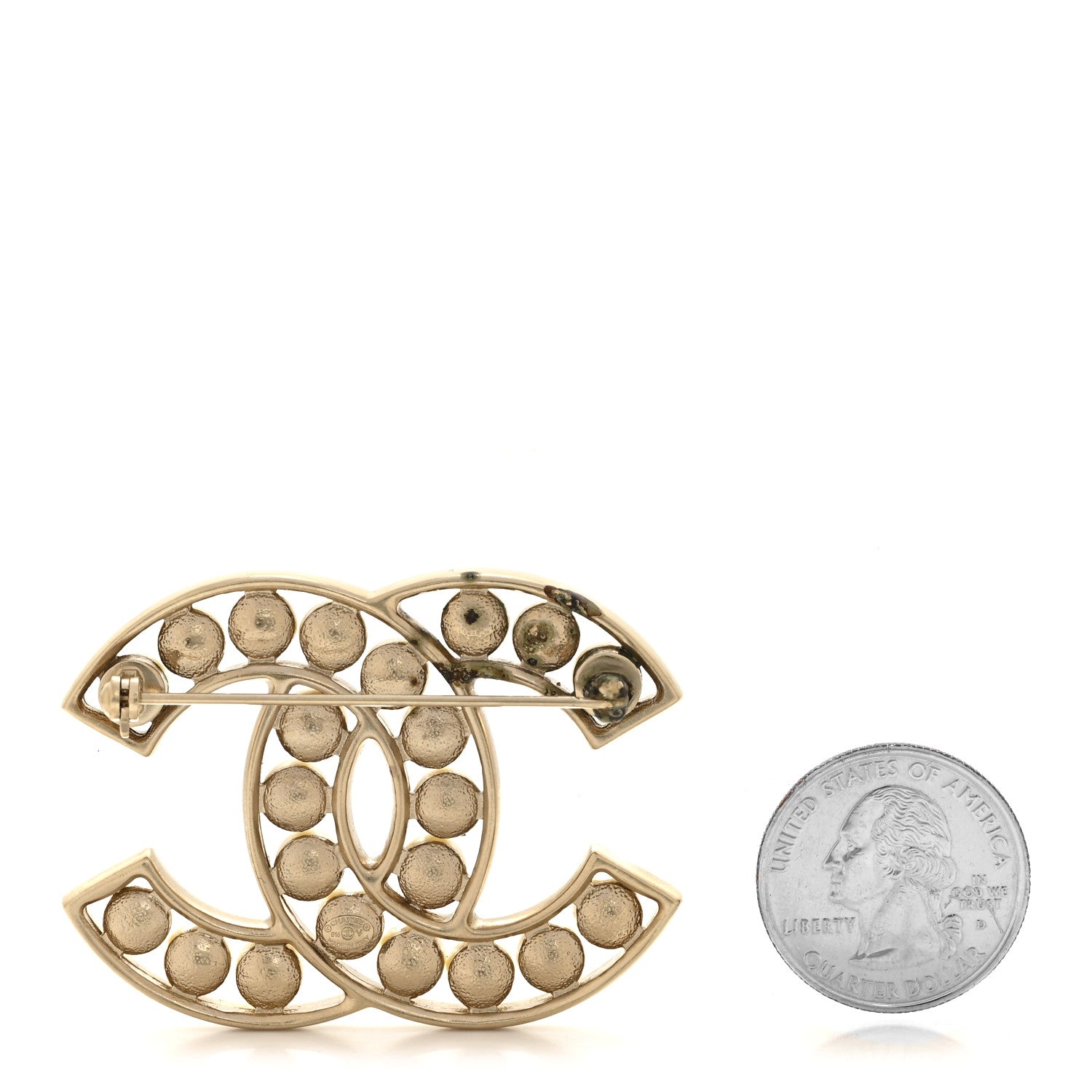 Pearl CC Brooch Light Gold