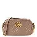 Gucci Calfskin Matelasse Small GG Marmont Chain Shoulder Bag Porcelain Rose