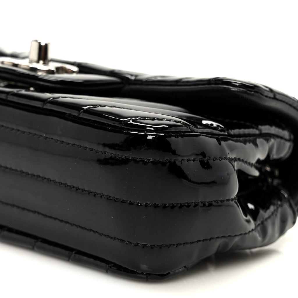 Chanel Patent Calfskin Chevron Quilted Extra Mini Flap Black