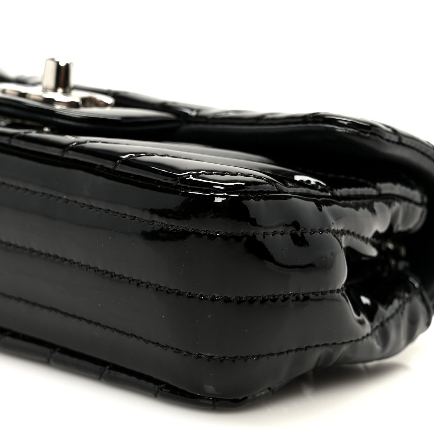 Chanel Patent Calfskin Chevron Quilted Extra Mini Flap Black