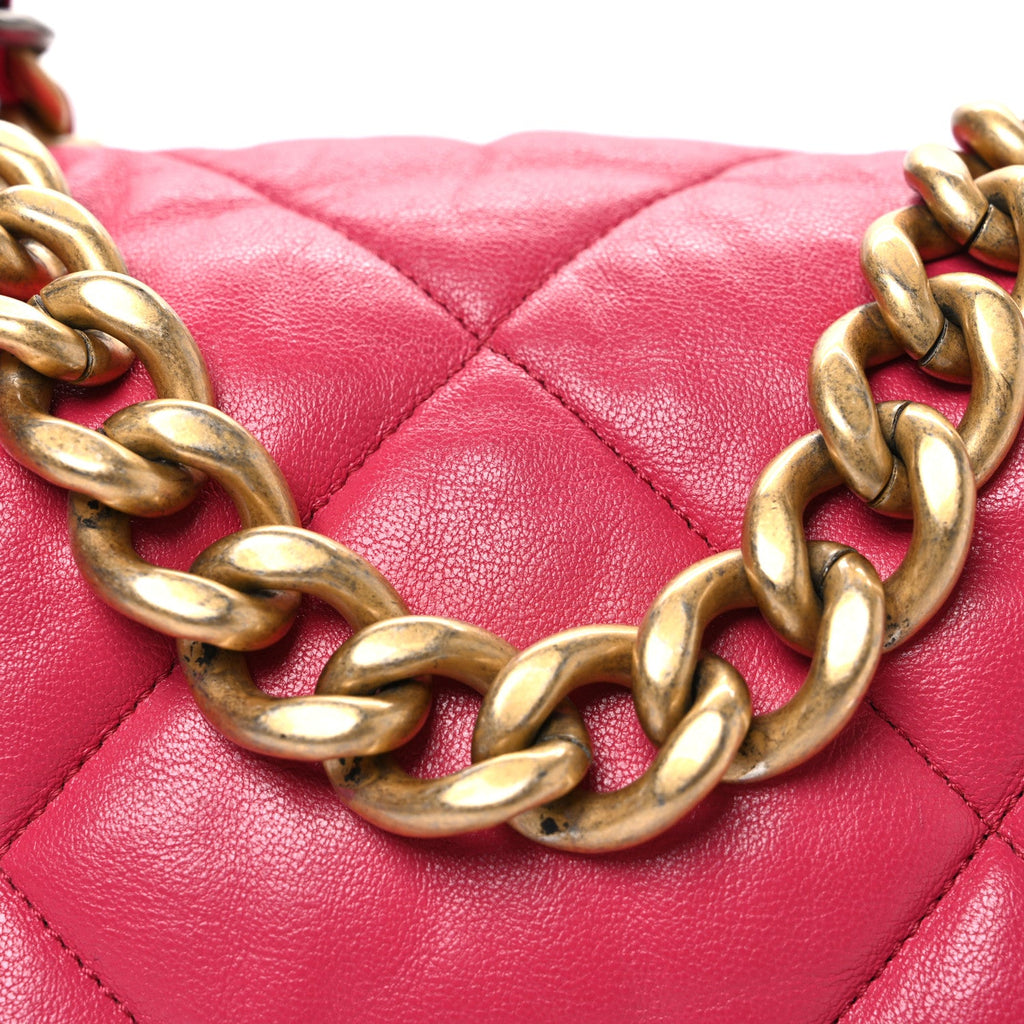 Chanel Goatskin Quilted Large Chanel 19 Flap Pink
