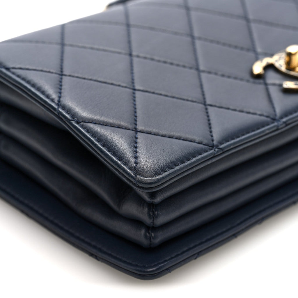 Chanel Lambskin Quilted Small Art Nouvelle Flap Bag Navy