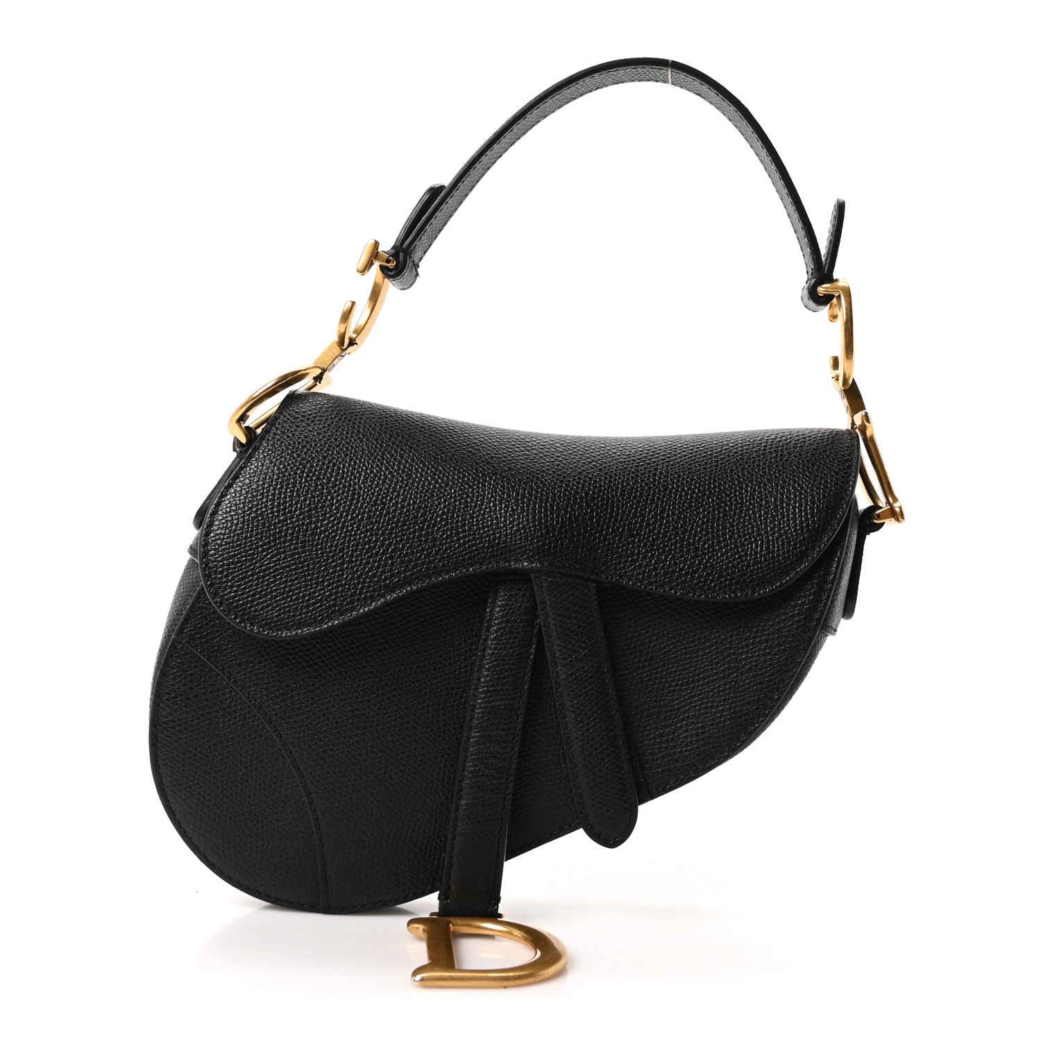 Christian Dior Grained Calfskin Mini Saddle Bag Black