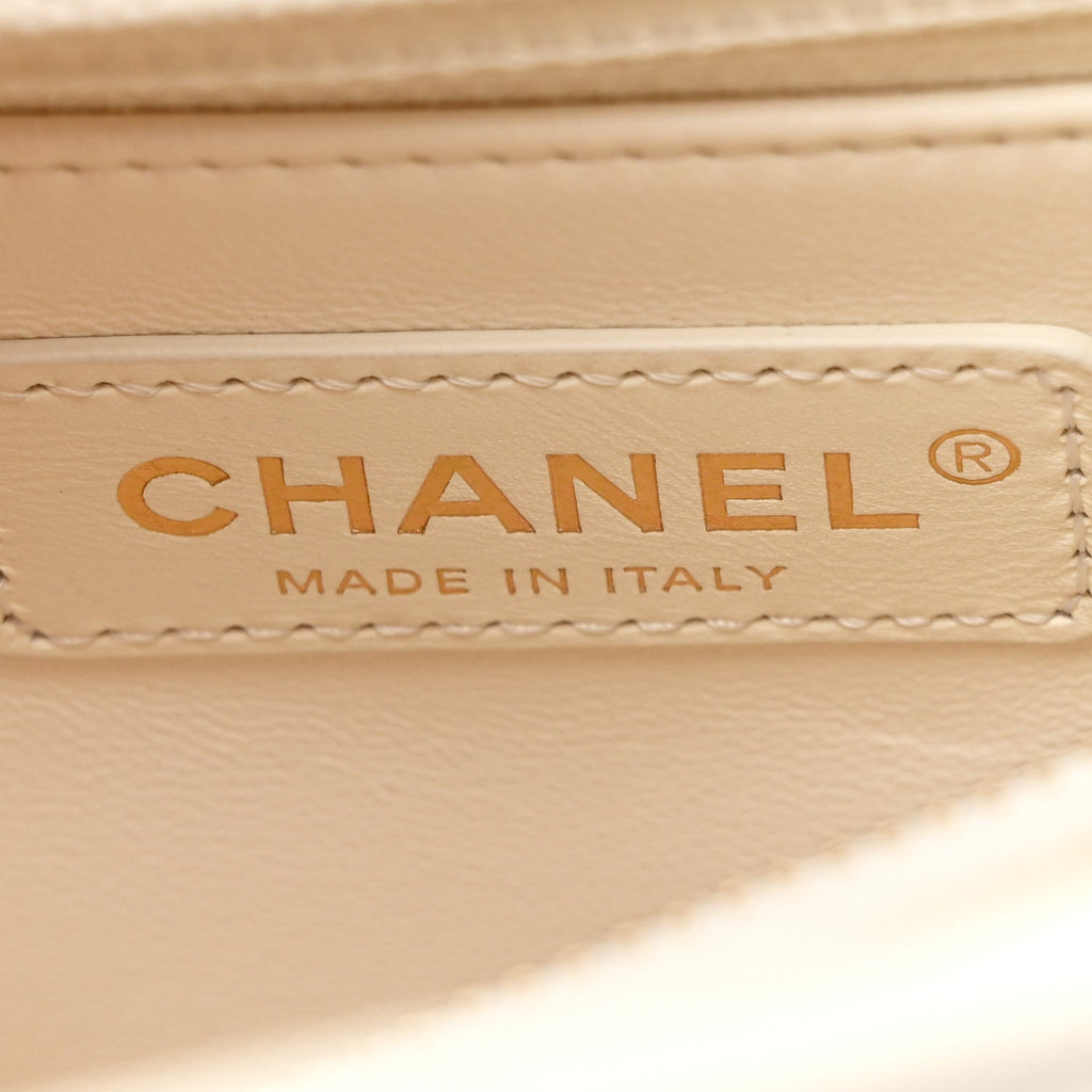 Chanel Caviar Quilted Small Coco Handle Flap White
