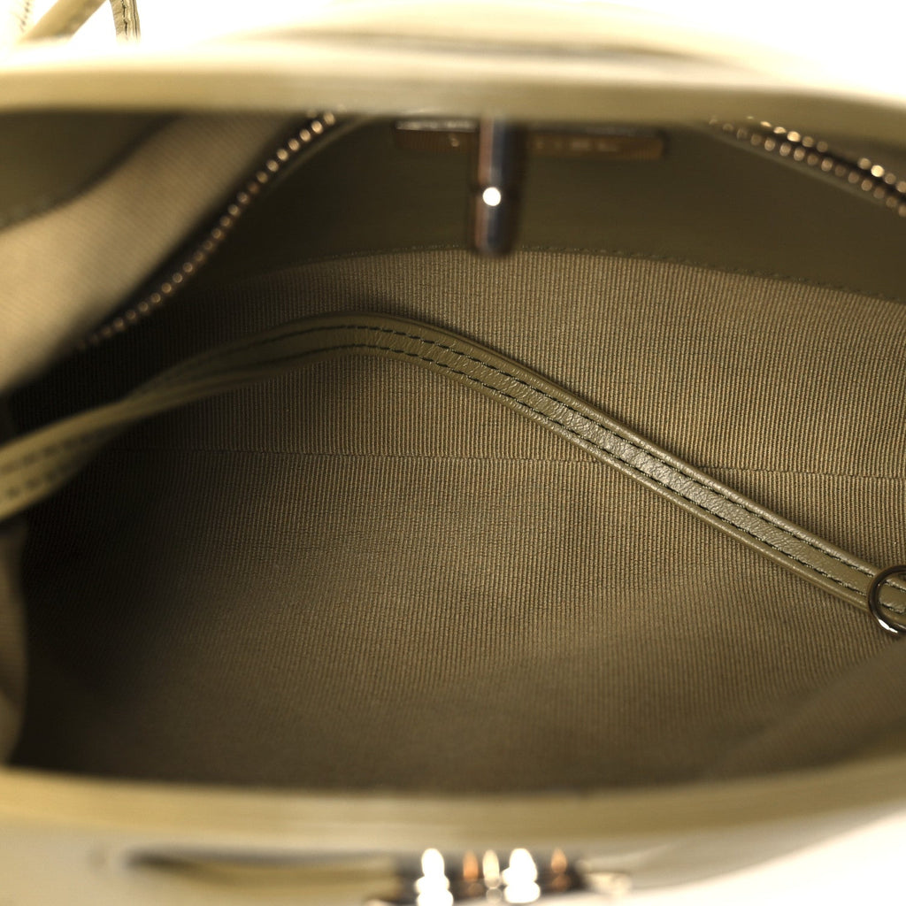 Chanel Shiny Crumpled Calfskin Quilted Mini 31 Shopping Bag Khaki