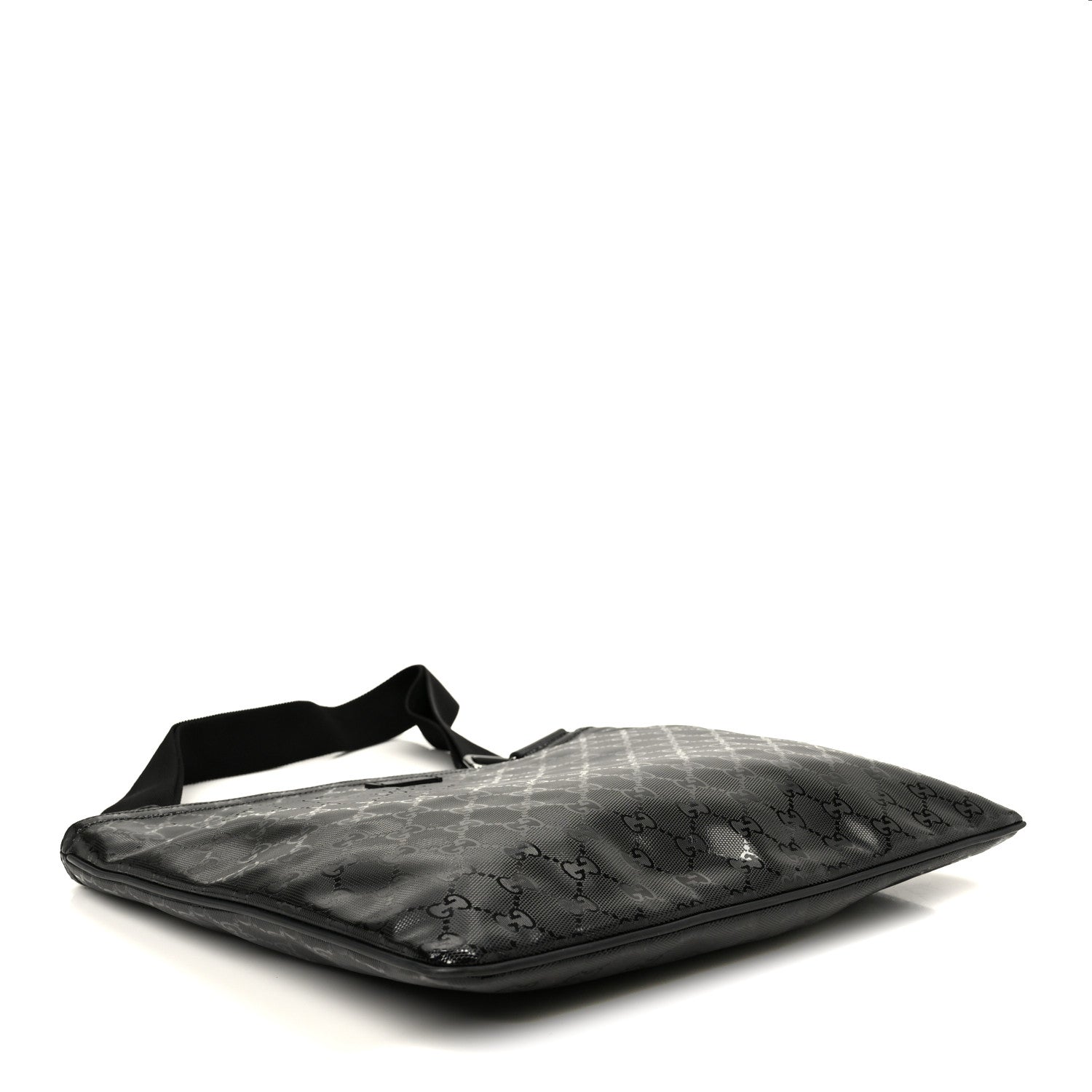 Gucci Imprime Monogram Medium Flat Messenger Bag Black