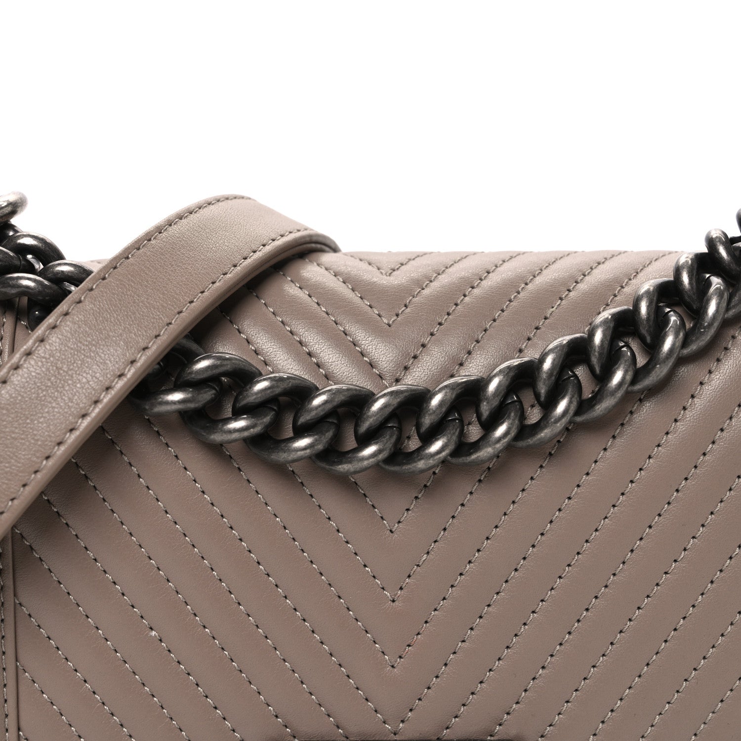 Chanel Calfskin Chevron Quilted Small Boy Flap Dark Beige