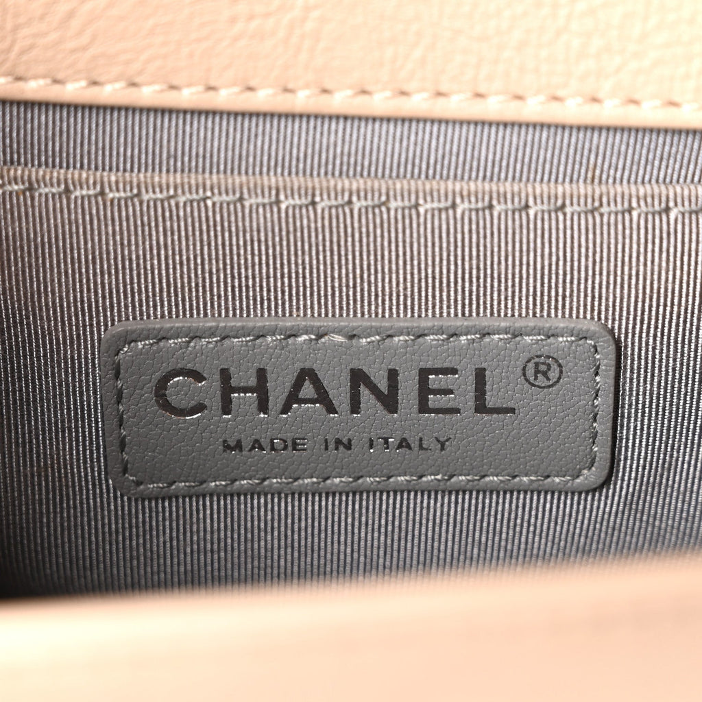 Chanel Calfskin Double Stitch Small Boy Flap Beige