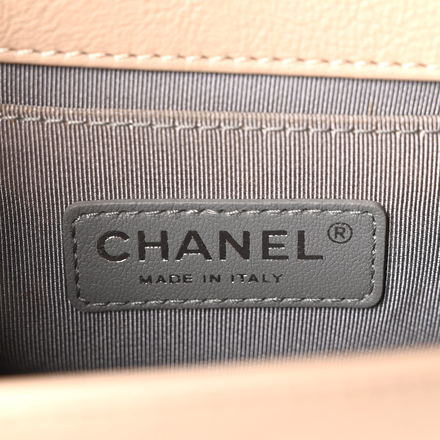 Chanel Calfskin Double Stitch Small Boy Flap Beige