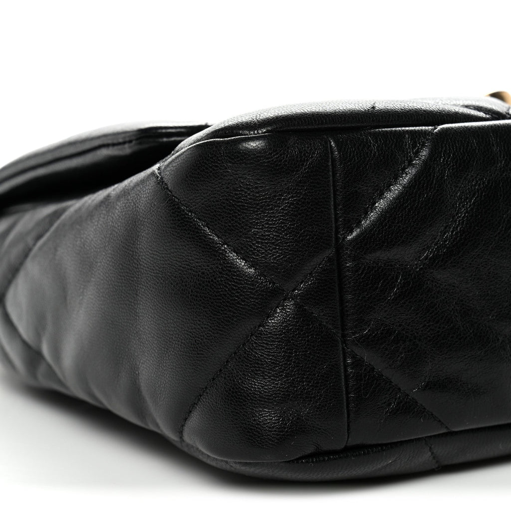 Chanel Shiny Goatskin Quilted Medium Chanel 19 Flap Black