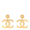 Metal Large Paris Button Earrings Gold