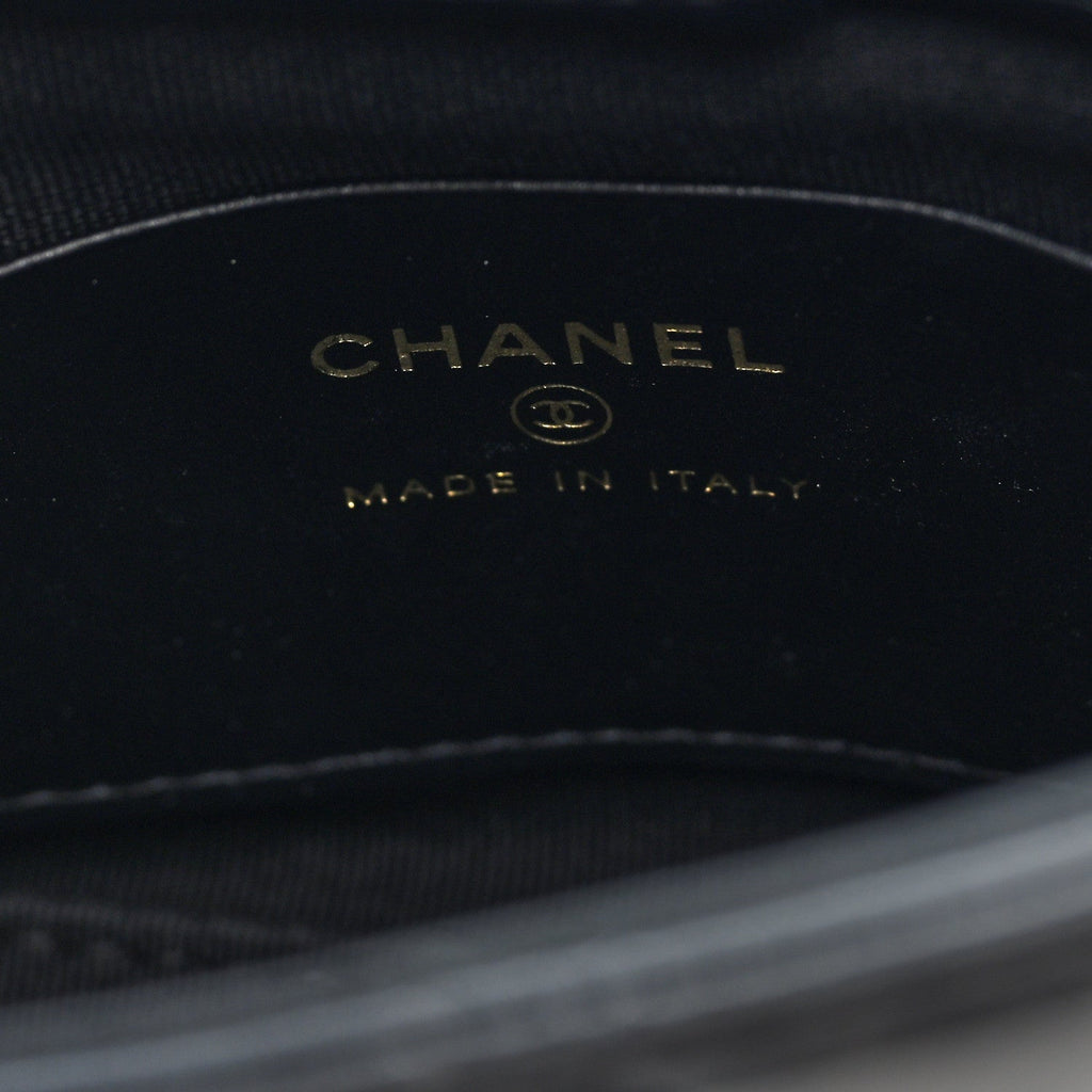 Chanel Shiny Crumpled Calfskin Quilted Clutch With Chain Black
