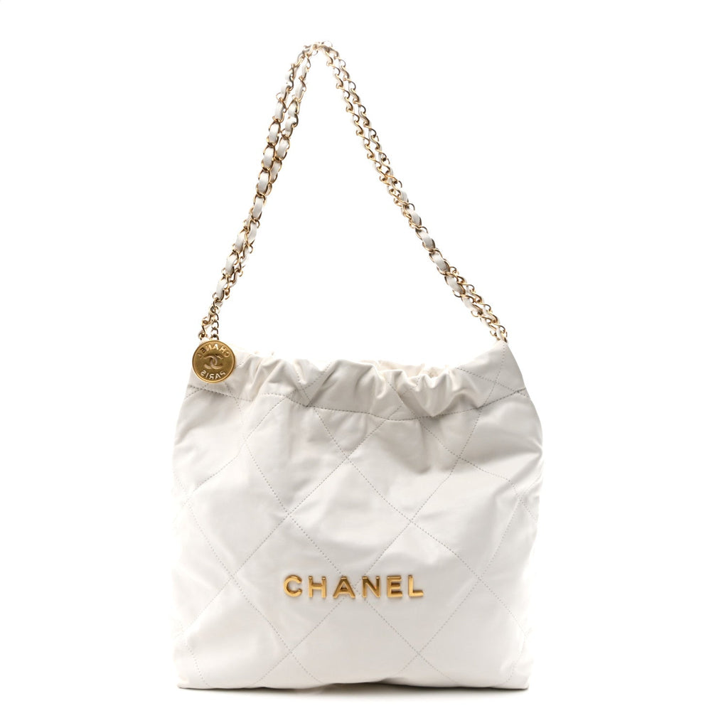 Chanel Shiny Calfskin Quilted Small Chanel 22 White