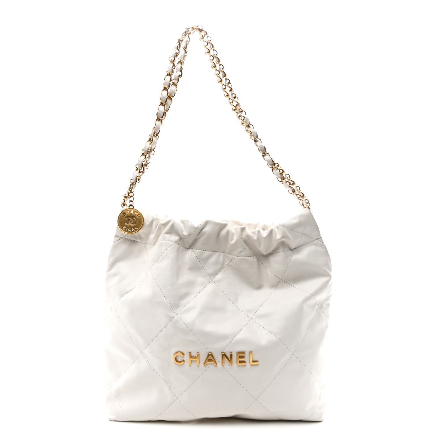 Chanel Shiny Calfskin Quilted Small Chanel 22 White