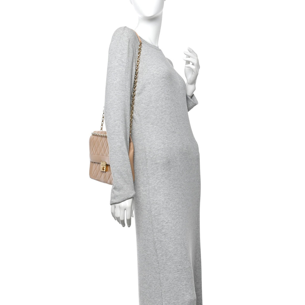 Chanel Lambskin Quilted Large Chic With Me Flap Beige