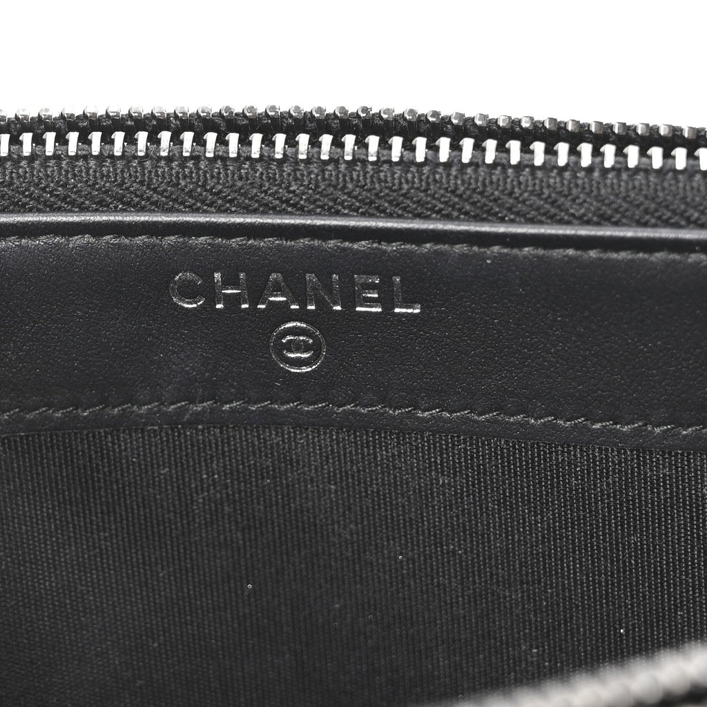 Chanel Grained Calfskin Quilted Boy Phone Holder Wallet On Chain Black