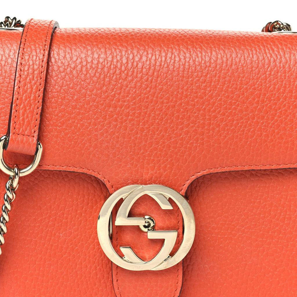 Gucci Dollar Calfskin Small Interlocking G Shoulder Bag Sun Orange