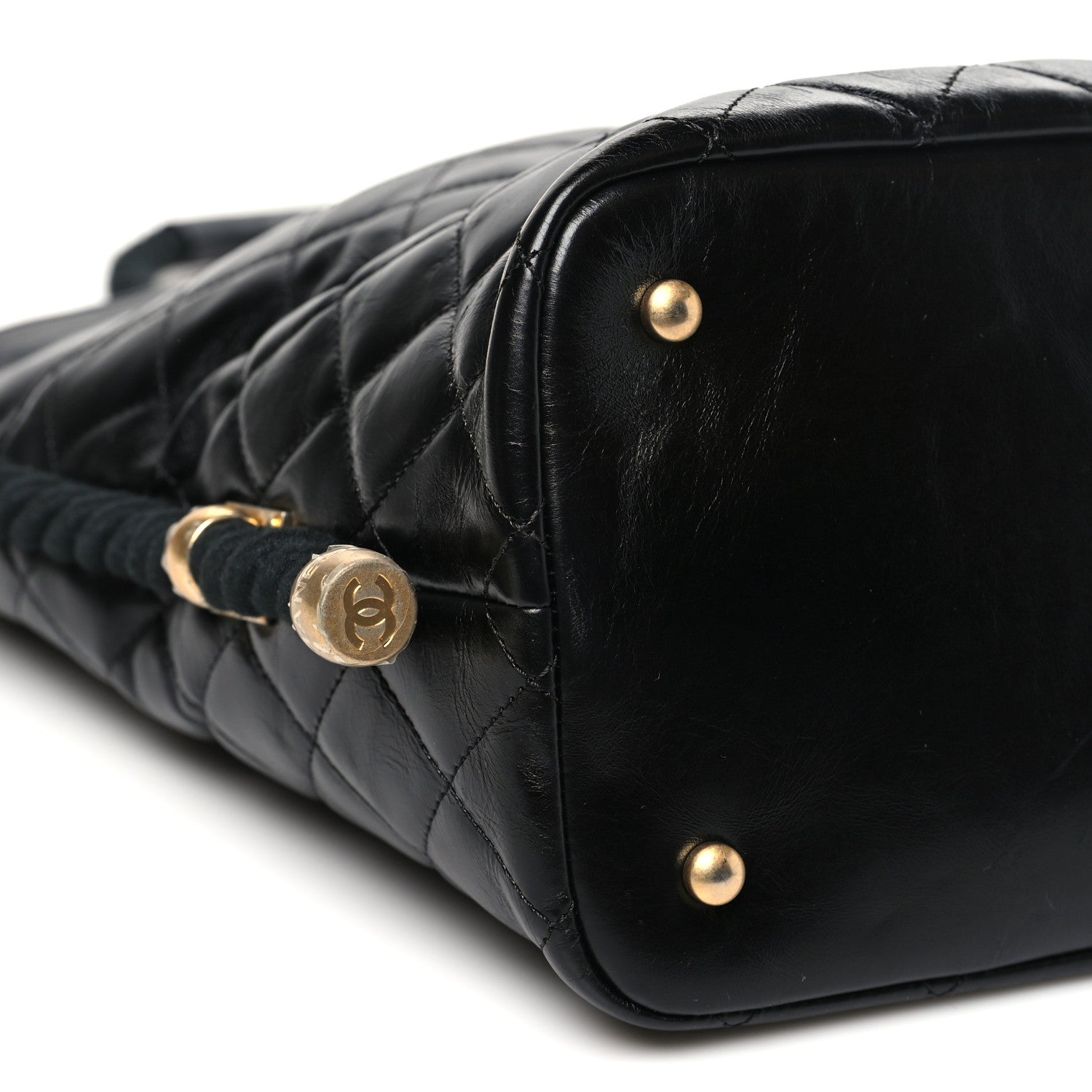 Chanel Crumpled Calfskin En Vogue Rope Hobo Bag Black