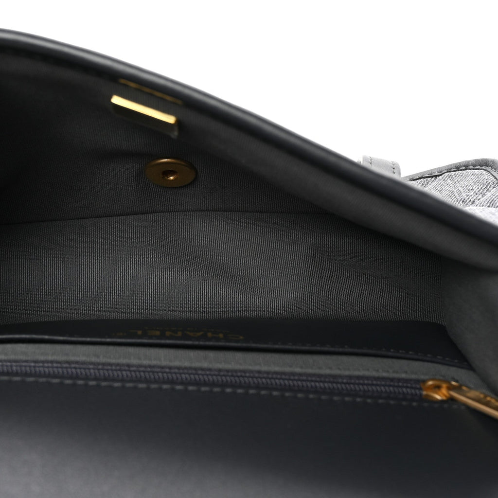 Chanel Washed Denim Quilted Messenger Flap Black