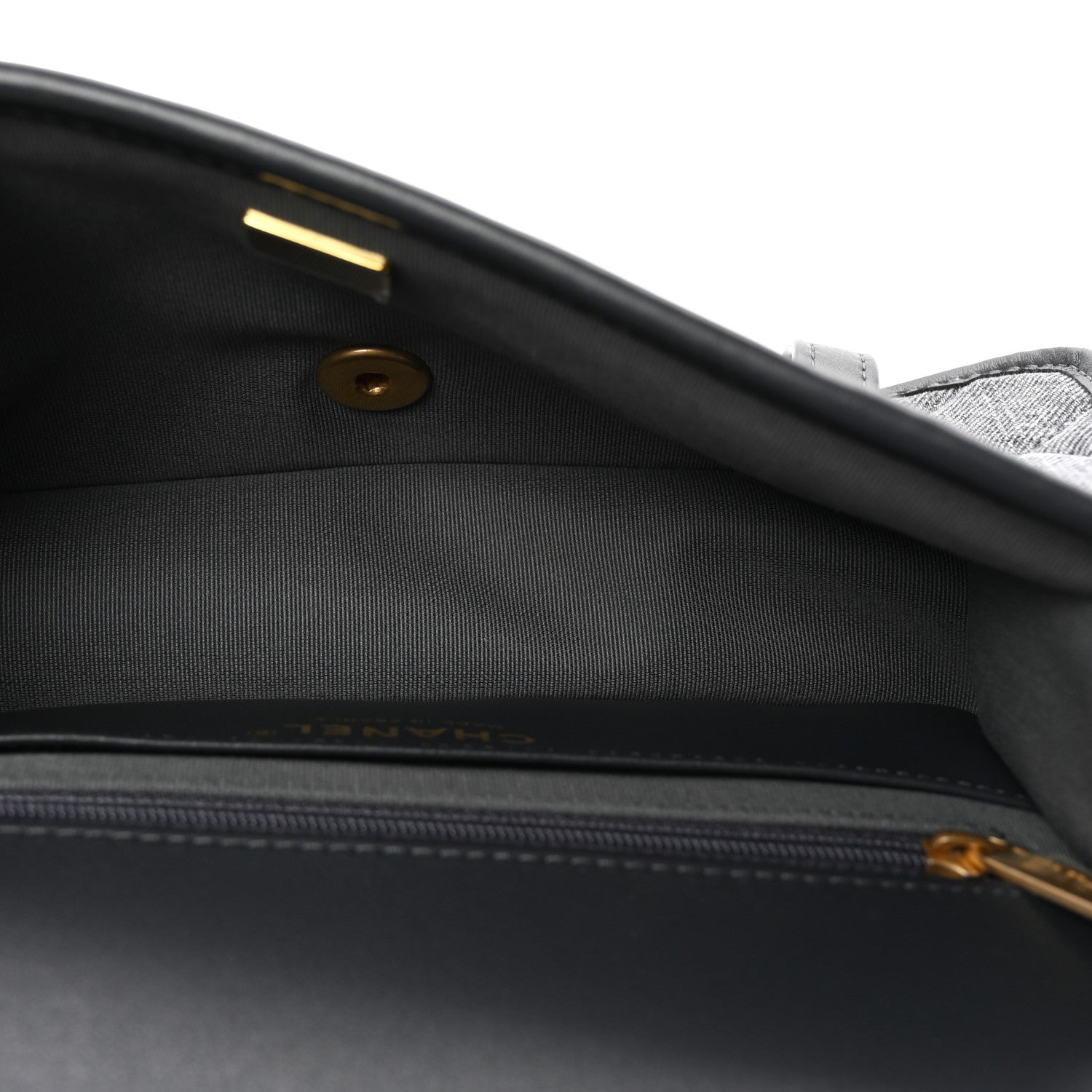 Chanel Washed Denim Quilted Messenger Flap Black