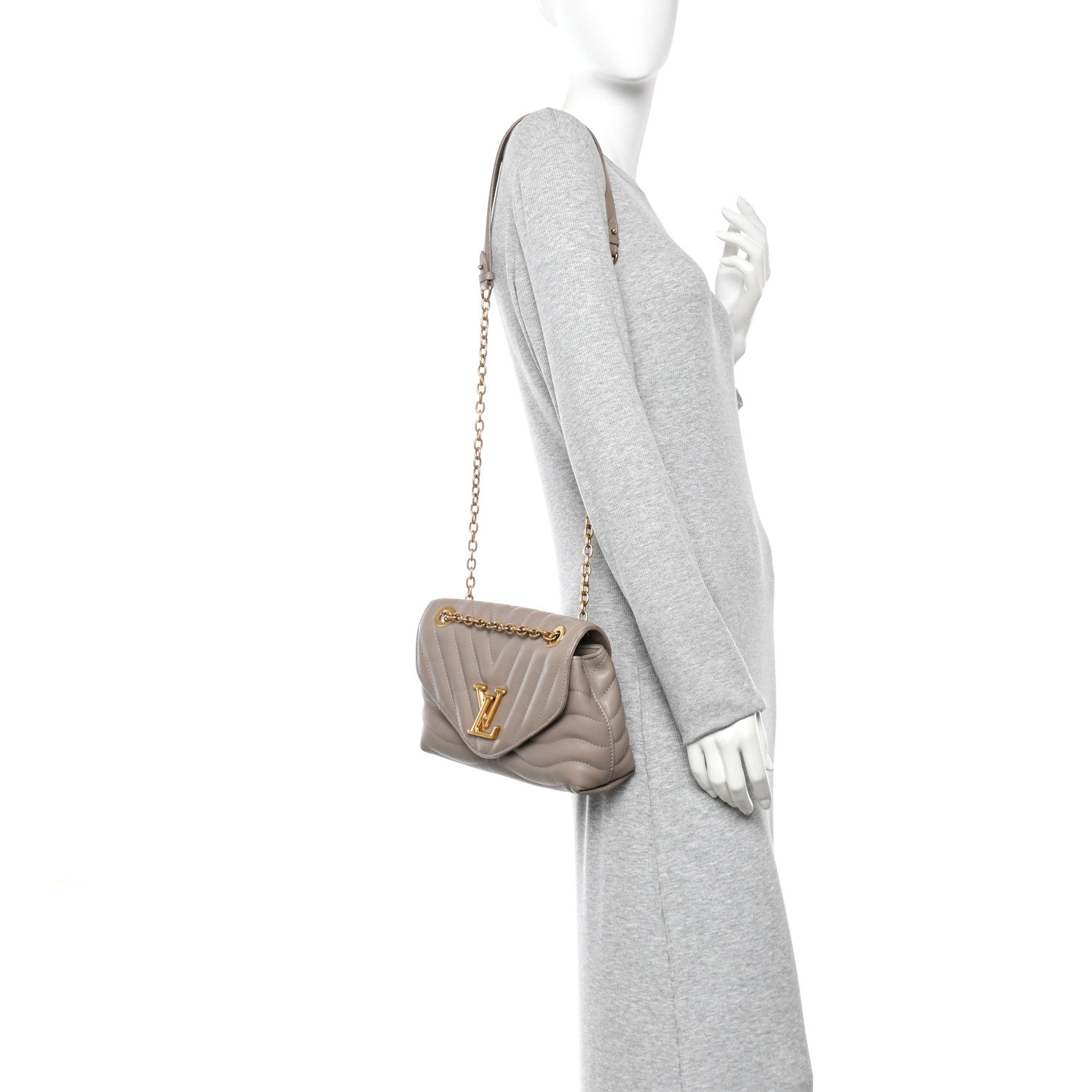 Louis Vuitton Calfskin LV New Wave Chain Bag Taupe