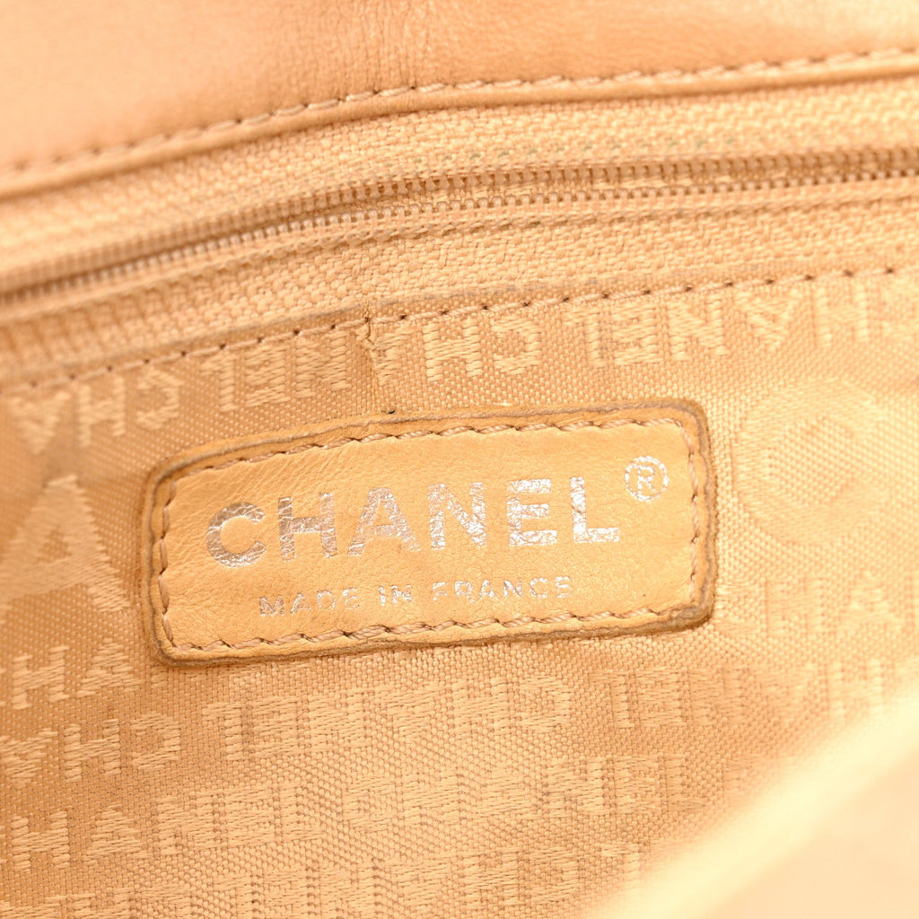 Chanel Lambskin Diamond Stitched CC CC East West Flap Beige