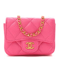 Chanel Lambskin Enamel Quilted Mini Chain Belt Bag Pink