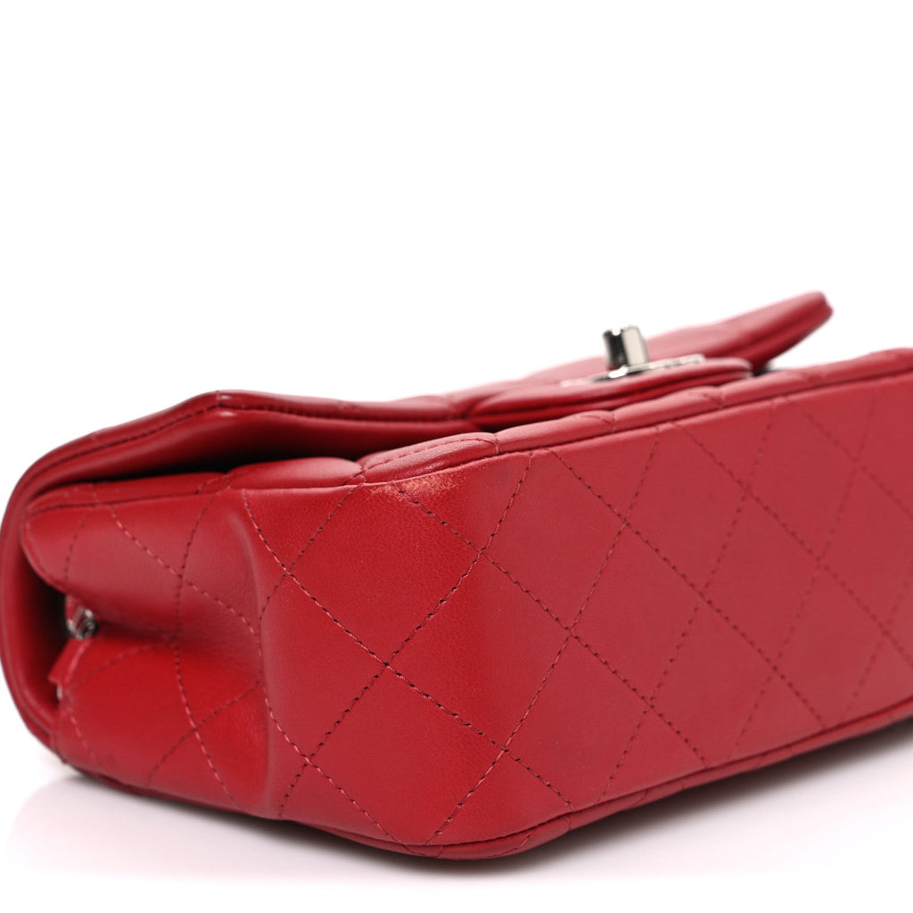 Chanel Lambskin Quilted Mini Rectangular Flap Red