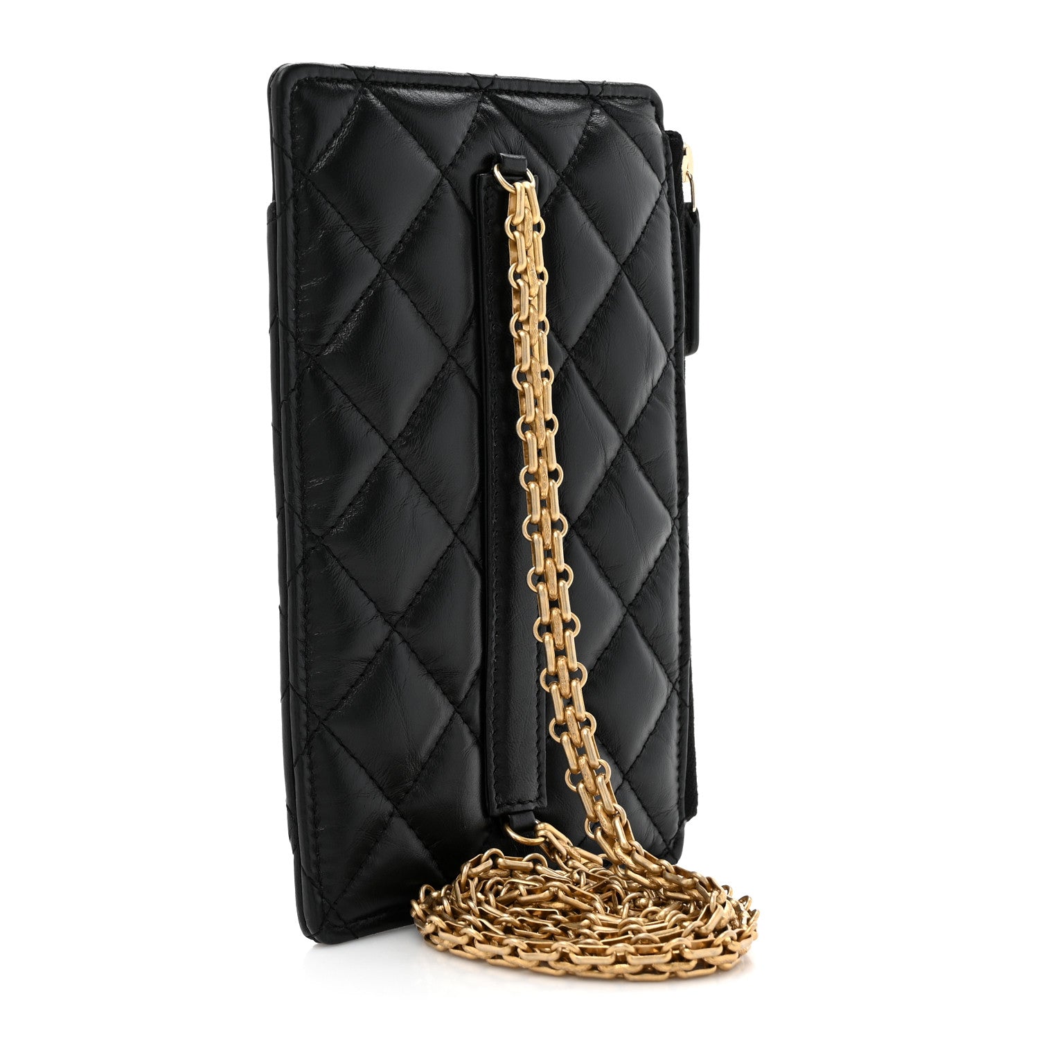 Chanel Aged Calfskin Quilted Reissue Phone Holder With Chain Bag Black