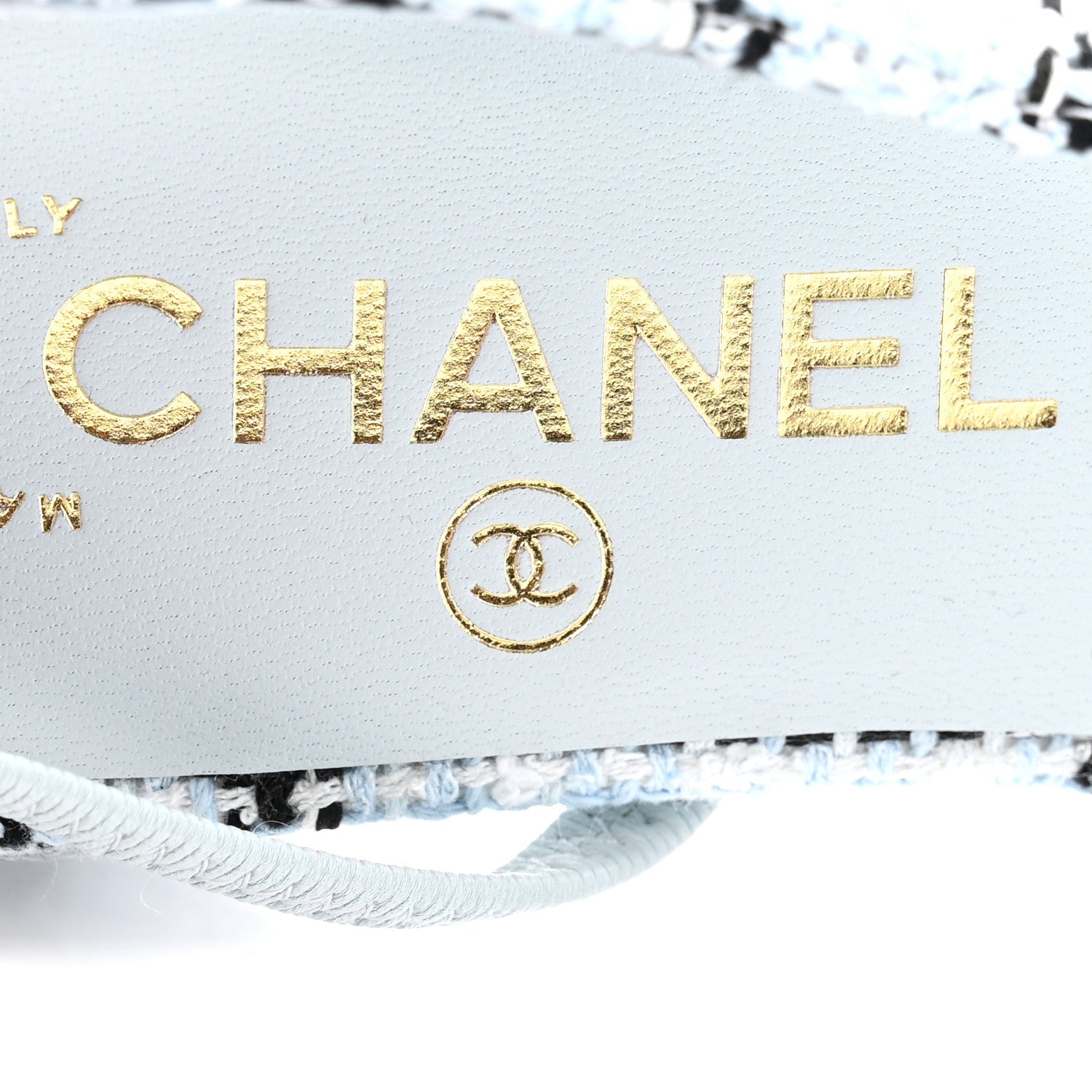 Chanel Tweed Grosgrain Cap Toe Slingback Flats 37 Blue White Black