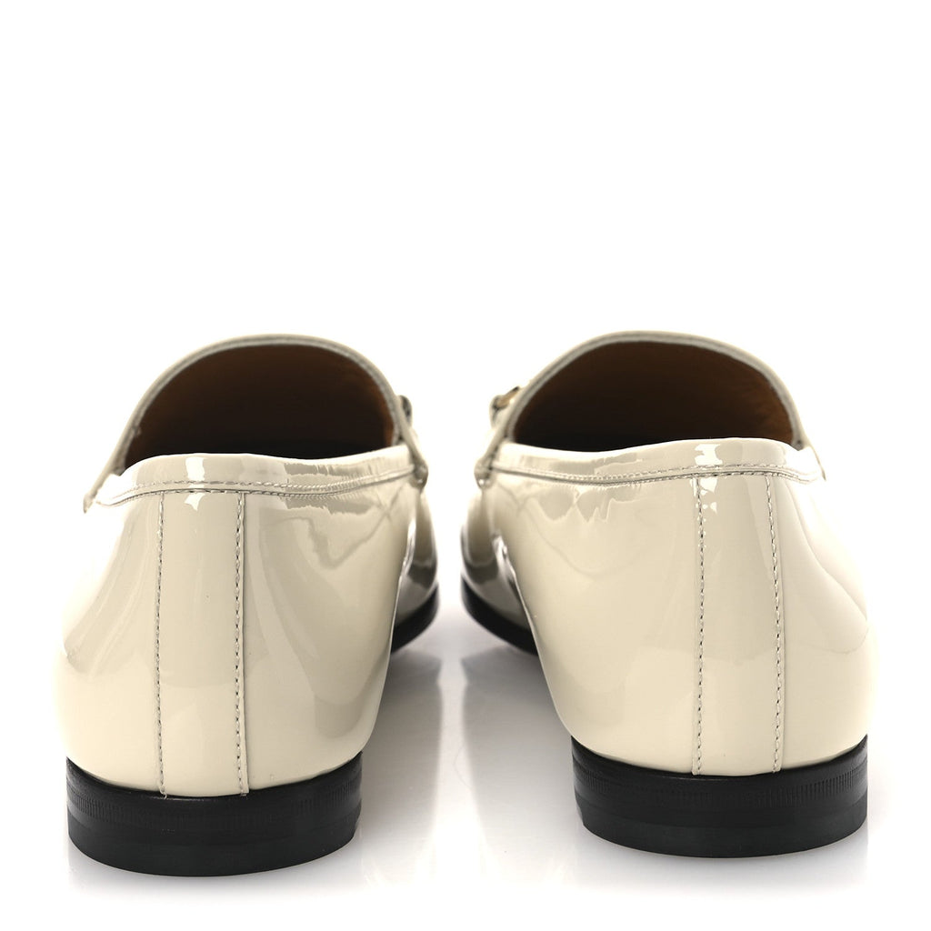 Gucci Patent Womens Jordaan Loafers 39.5 New Ivory