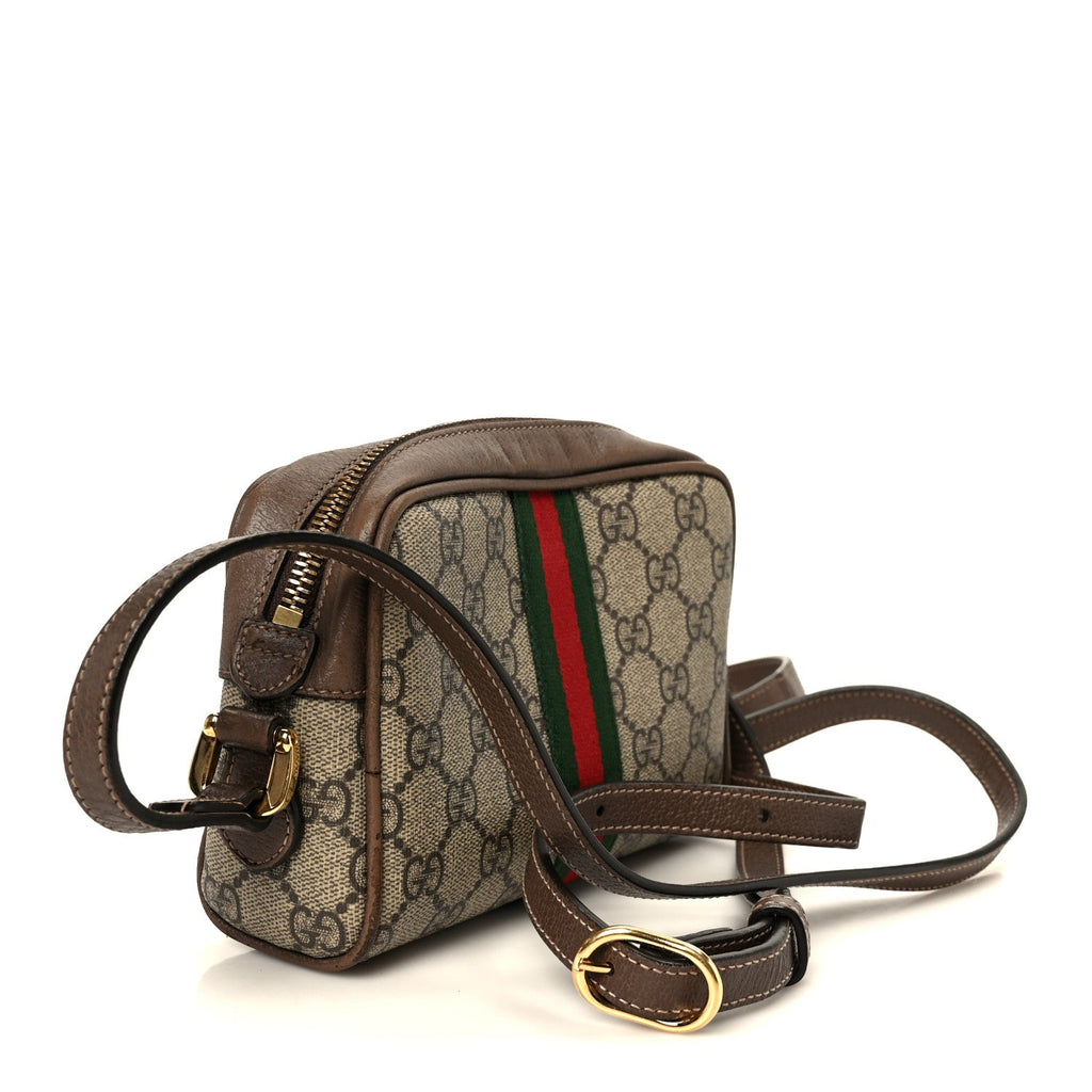 Gucci GG Supreme Monogram Web Mini Ophidia Shoulder Bag Brown