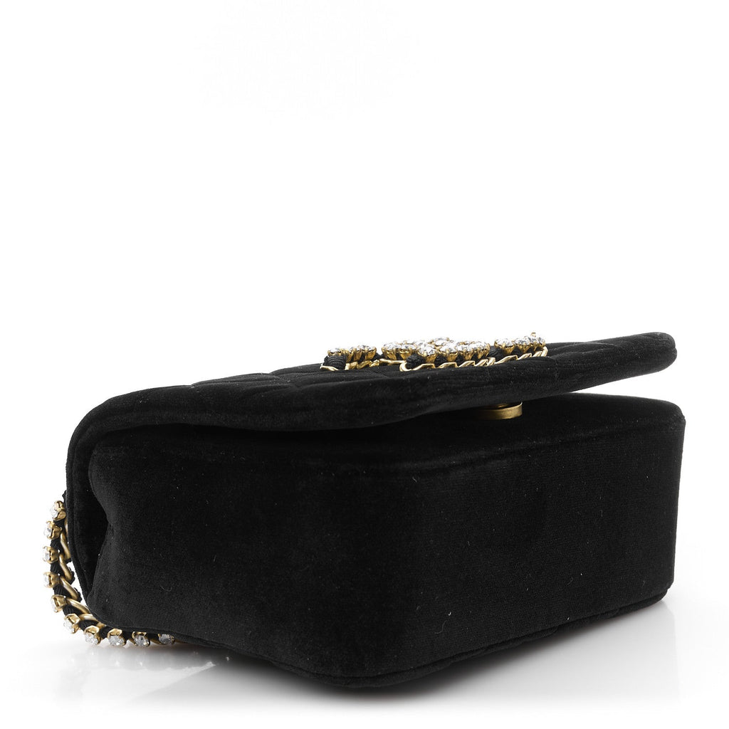 Chanel Velvet Quilted Crystal CC Mini Flap Black