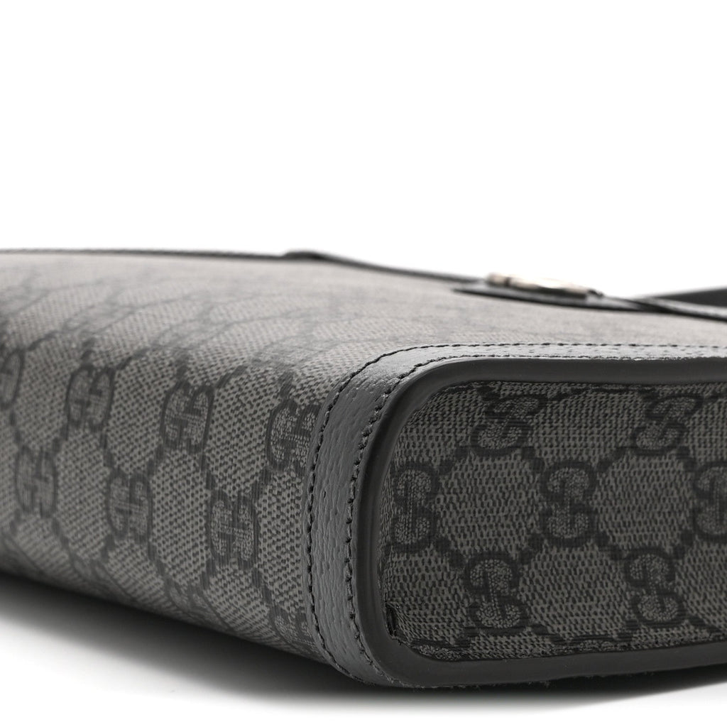 Gucci GG Supreme Monogram Textured Dollar Calfskin Web Small Ophidia Shoulder Bag  Grey Black Graphite Grey