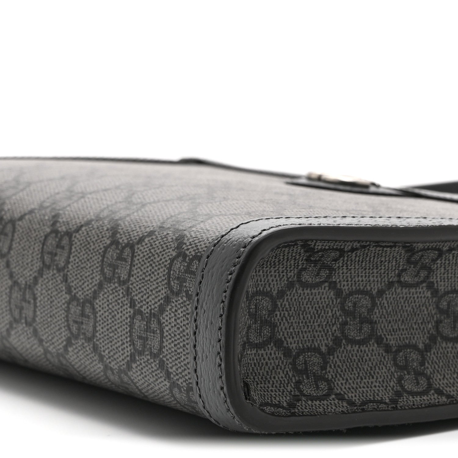 Gucci GG Supreme Monogram Textured Dollar Calfskin Web Small Ophidia Shoulder Bag  Grey Black Graphite Grey
