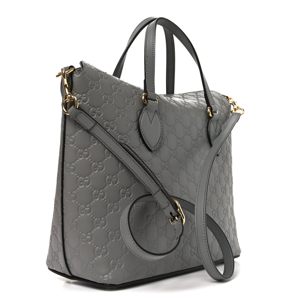 Gucci Guccissima Linea A Foldover Tote Storm Grey