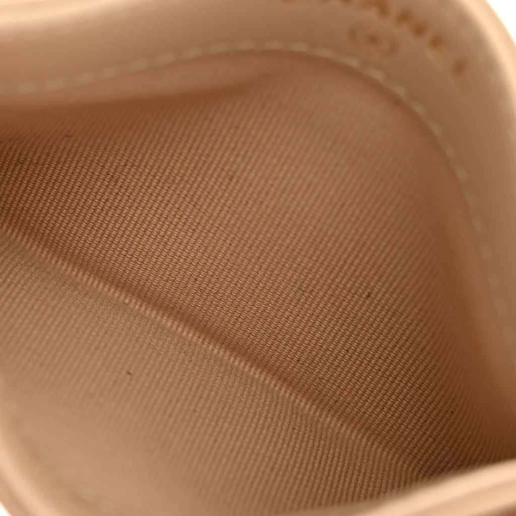 Caviar Quilted Card Holder Beige