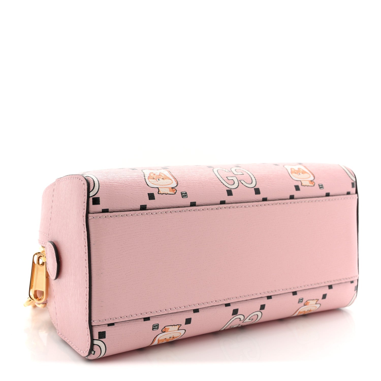 Gucci X PIKARAR Textured Dollar Calfskin Animal Print Mini Ophidia Top Handle Bowler Bag Pink Multicolor