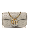 Gucci Calfskin Matelasse Super Mini GG Marmont Shoulder Bag Grey